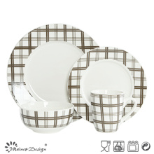 Scottish Check 16PCS porcelaine avec assortiment de dîner décalé